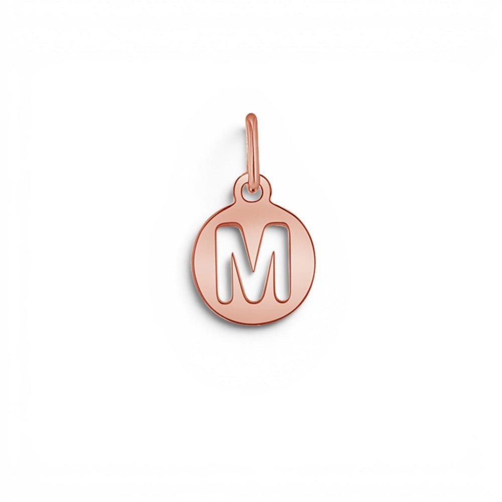 Cut - Out Round Letter Initial Charm - Lotus Diamond