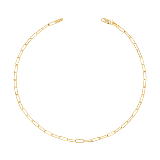 Dainty Paper Clip Anklet - Lotus Diamond
