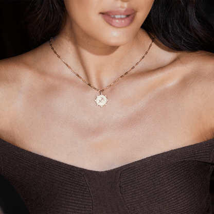 Dainty Paper Clip Chain Necklace - Lotus Diamond
