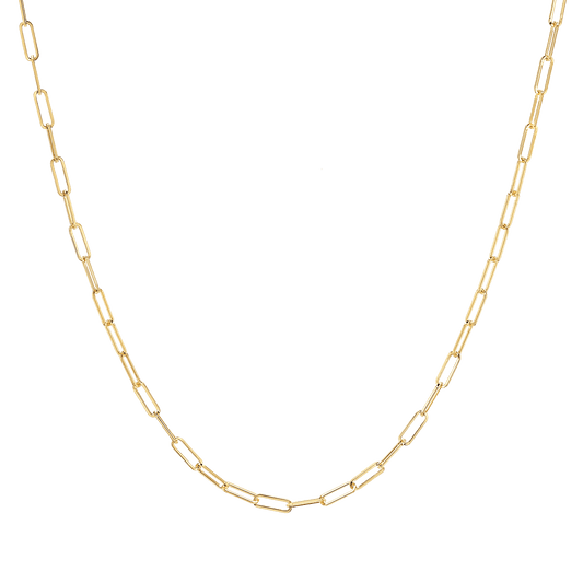 Dainty Paper Clip Chain Necklace - Lotus Diamond