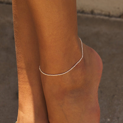 Dainty Pearl Anklet - Lotus Diamond
