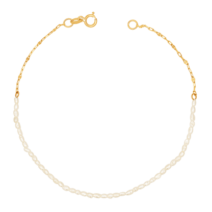 Dainty Pearl Bracelet - Lotus Diamond