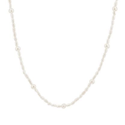 Dainty Pearl Station Necklace - Lotus Diamond