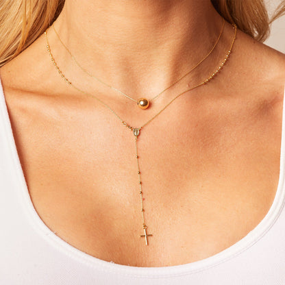 Dainty Rosary Necklace - Lotus Diamond