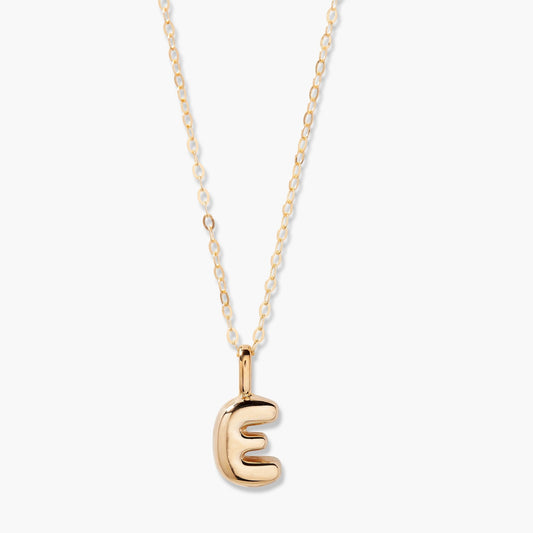 Darby 14K Gold Bubble Initial Pendant - Lotus Diamond
