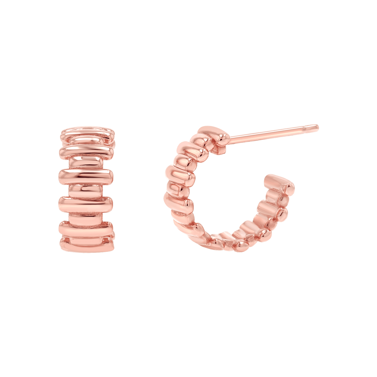 Deco Bar Huggie Hoops - Lotus Diamond