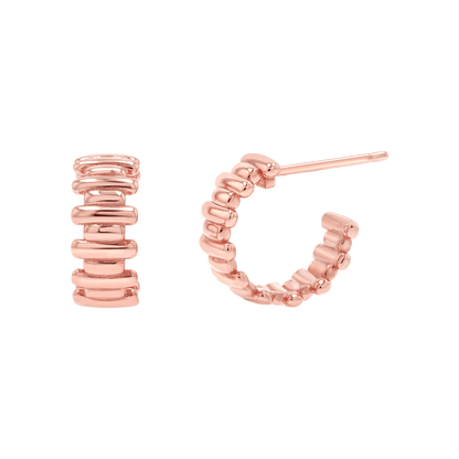Deco Bar Huggie Hoops - Lotus Diamond