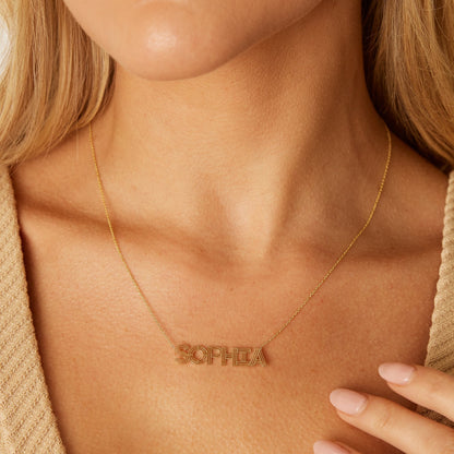 Deco Cut - Out Name Necklace - Lotus Diamond