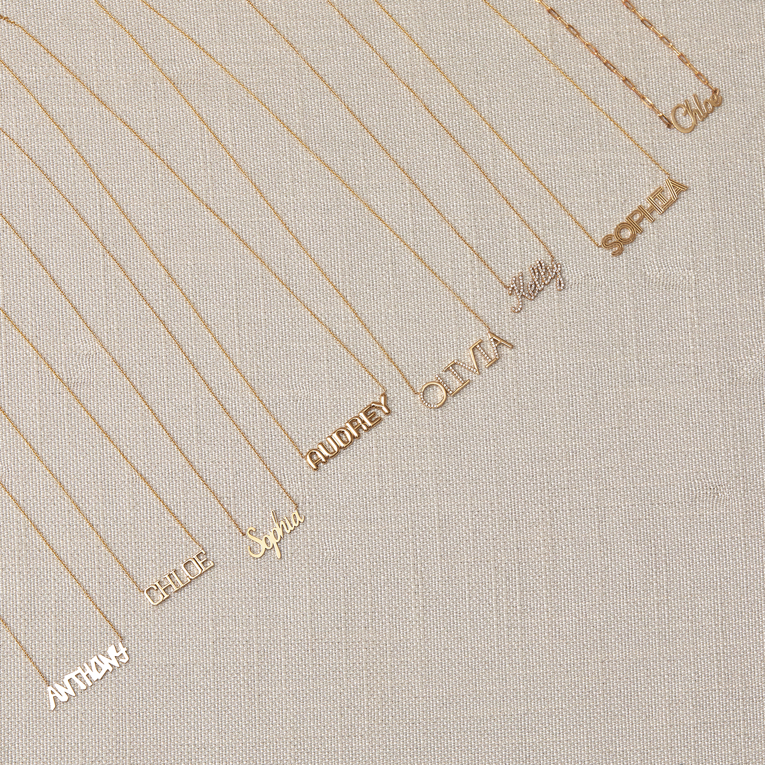 Deco Cut - Out Name Necklace - Lotus Diamond