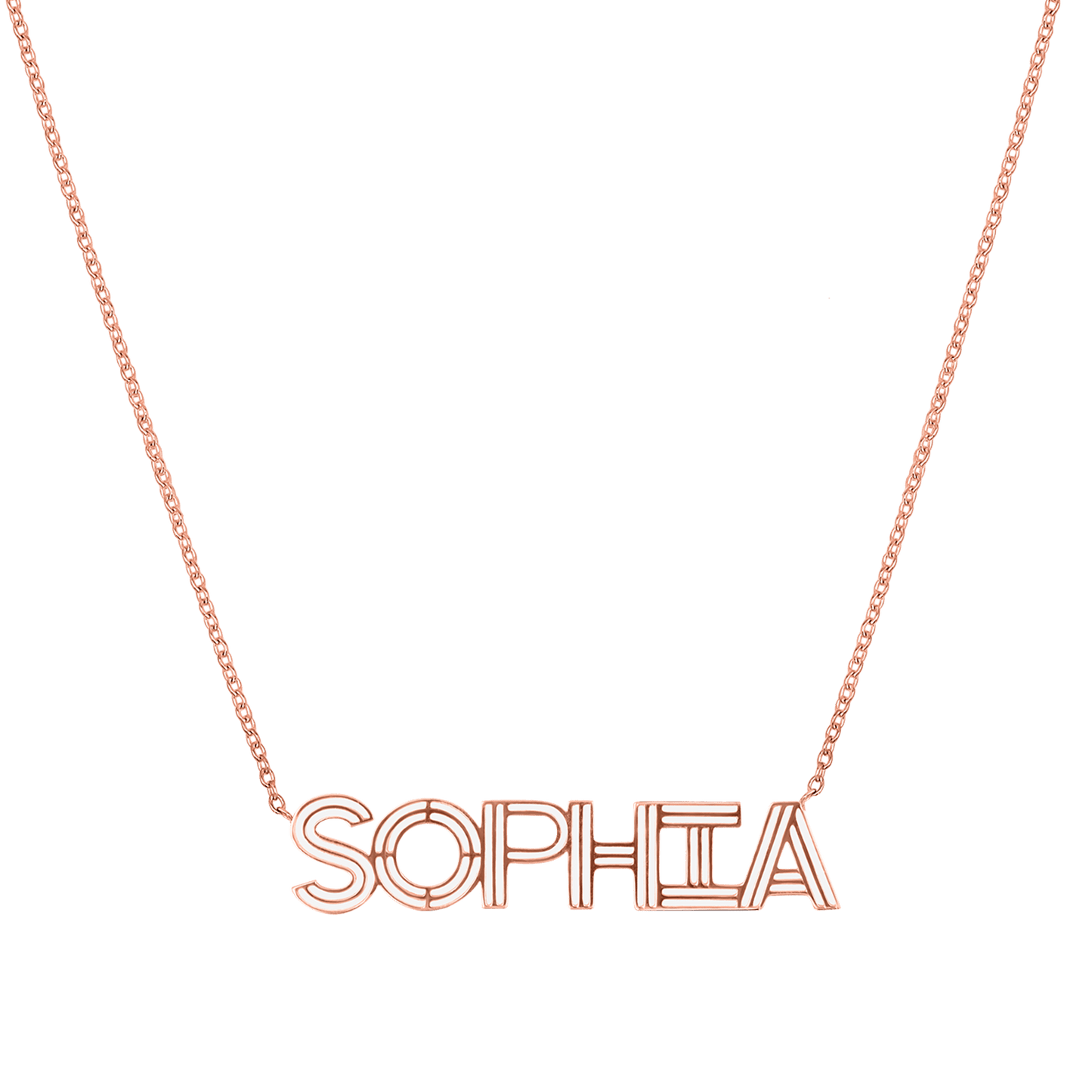 Deco Cut - Out Name Necklace - Lotus Diamond