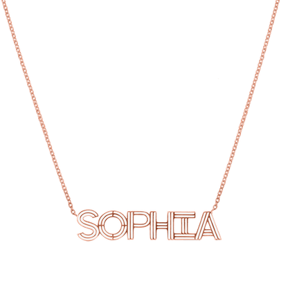 Deco Cut - Out Name Necklace - Lotus Diamond