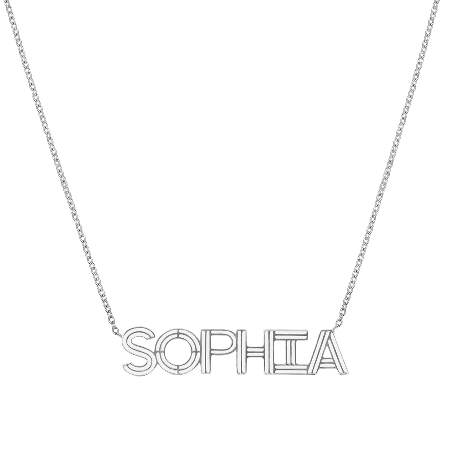 Deco Cut - Out Name Necklace - Lotus Diamond