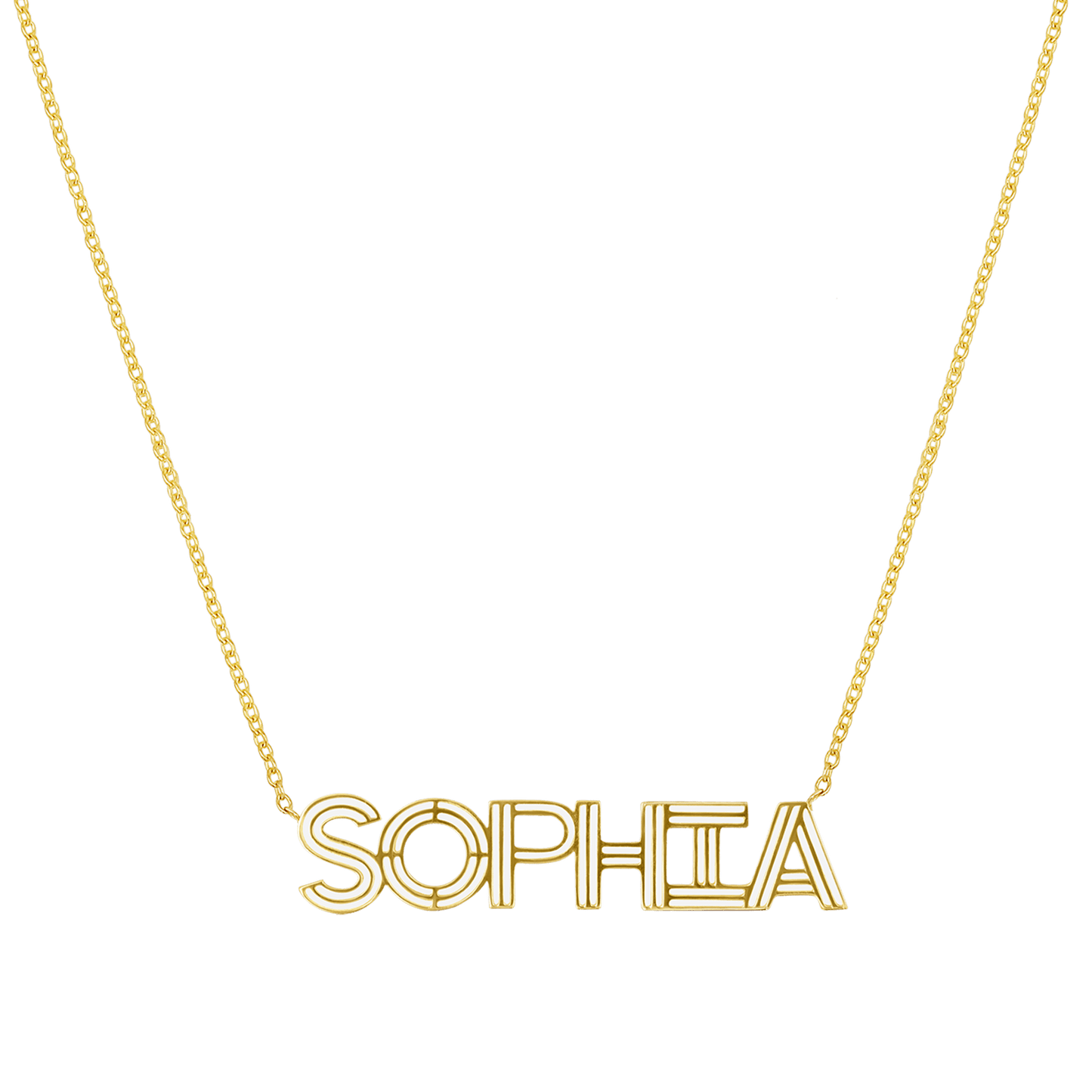 Deco Cut - Out Name Necklace - Lotus Diamond