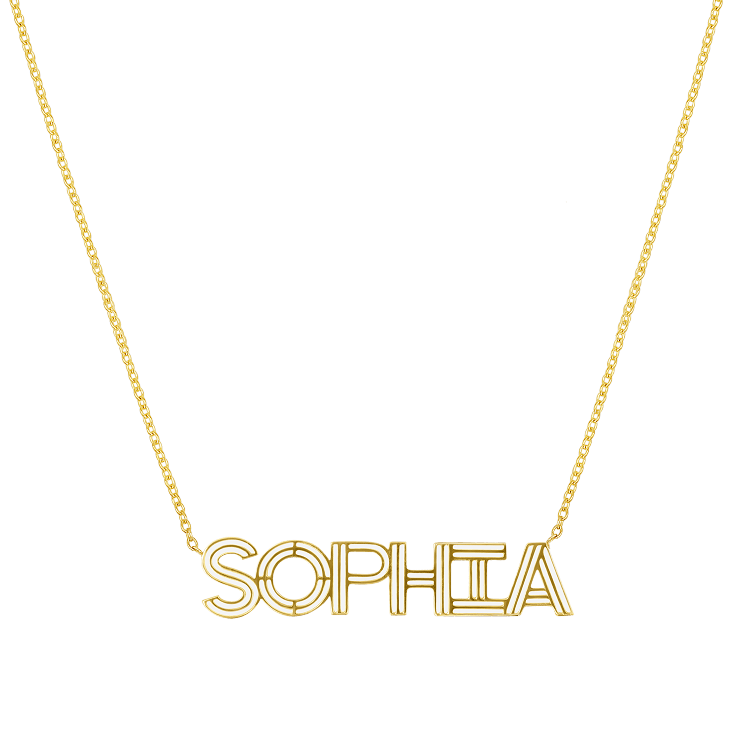 Deco Cut - Out Name Necklace - Lotus Diamond