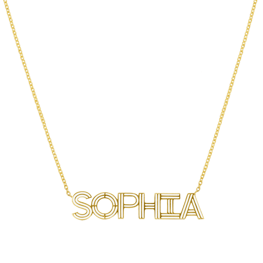 Deco Cut - Out Name Necklace - Lotus Diamond