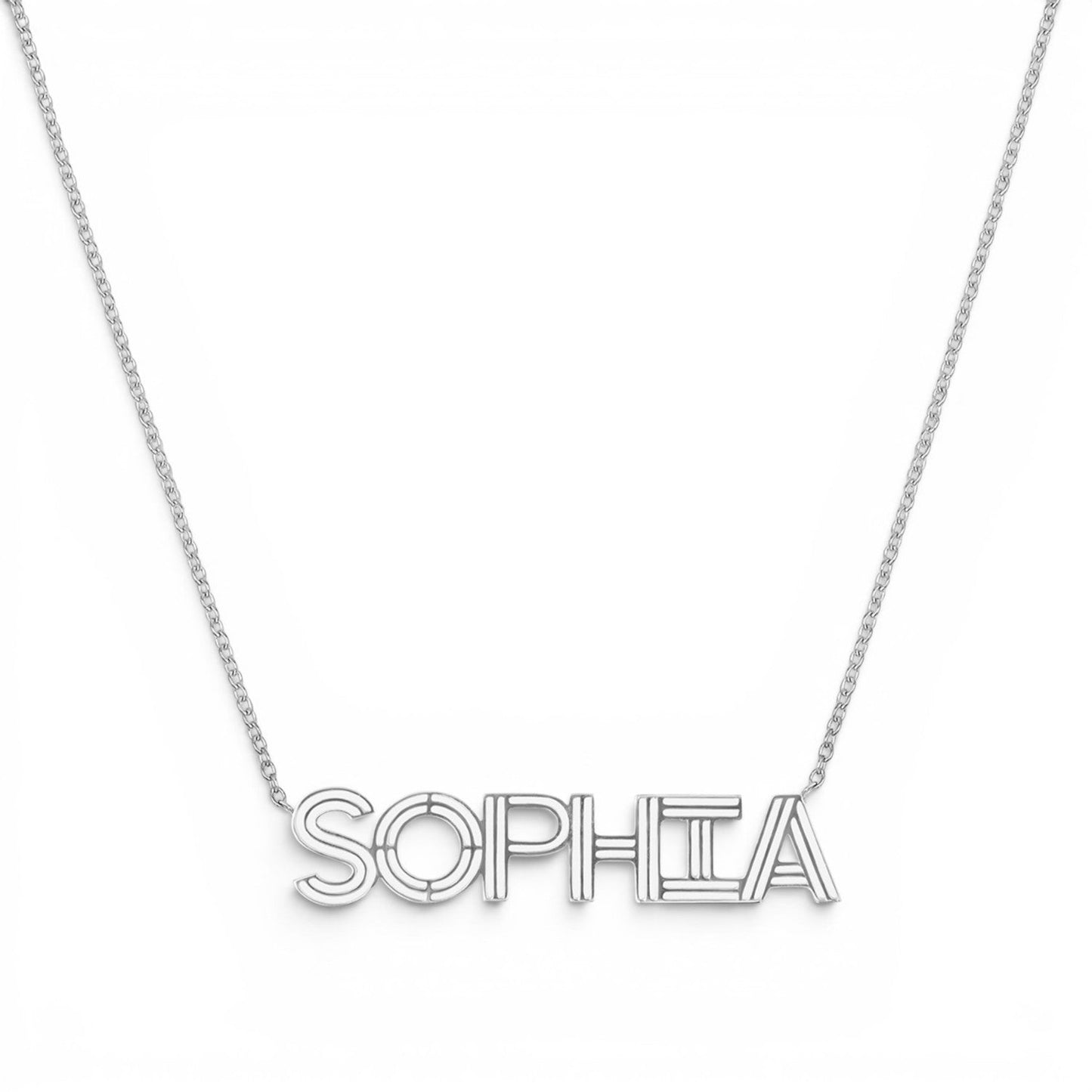 Deco Cut - Out Name Necklace - Lotus Diamond