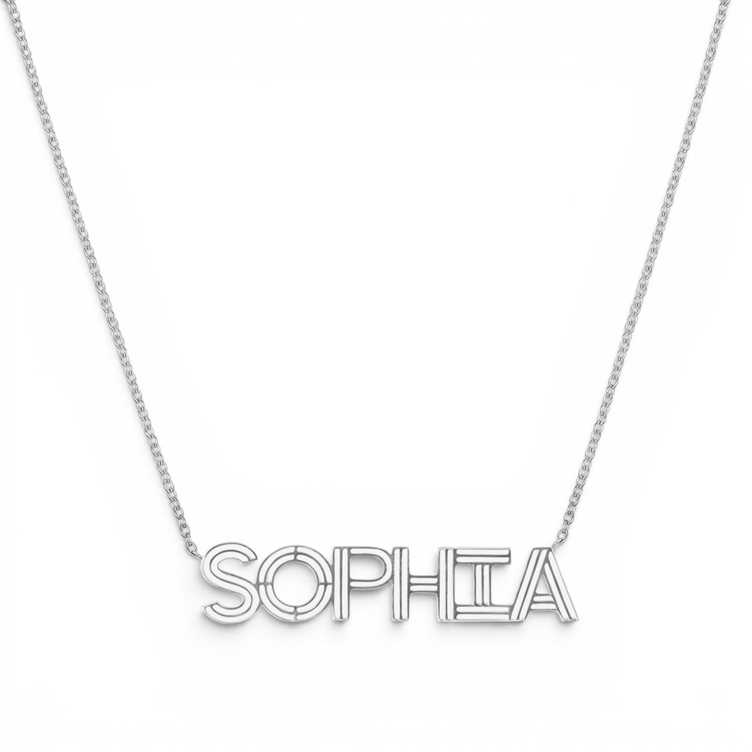 Deco Cut - Out Name Necklace - Lotus Diamond