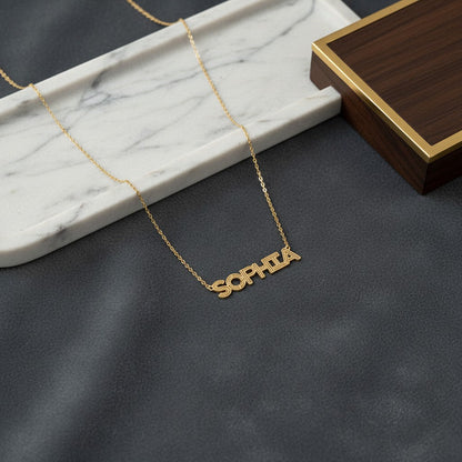 Deco Cut - Out Name Necklace - Lotus Diamond