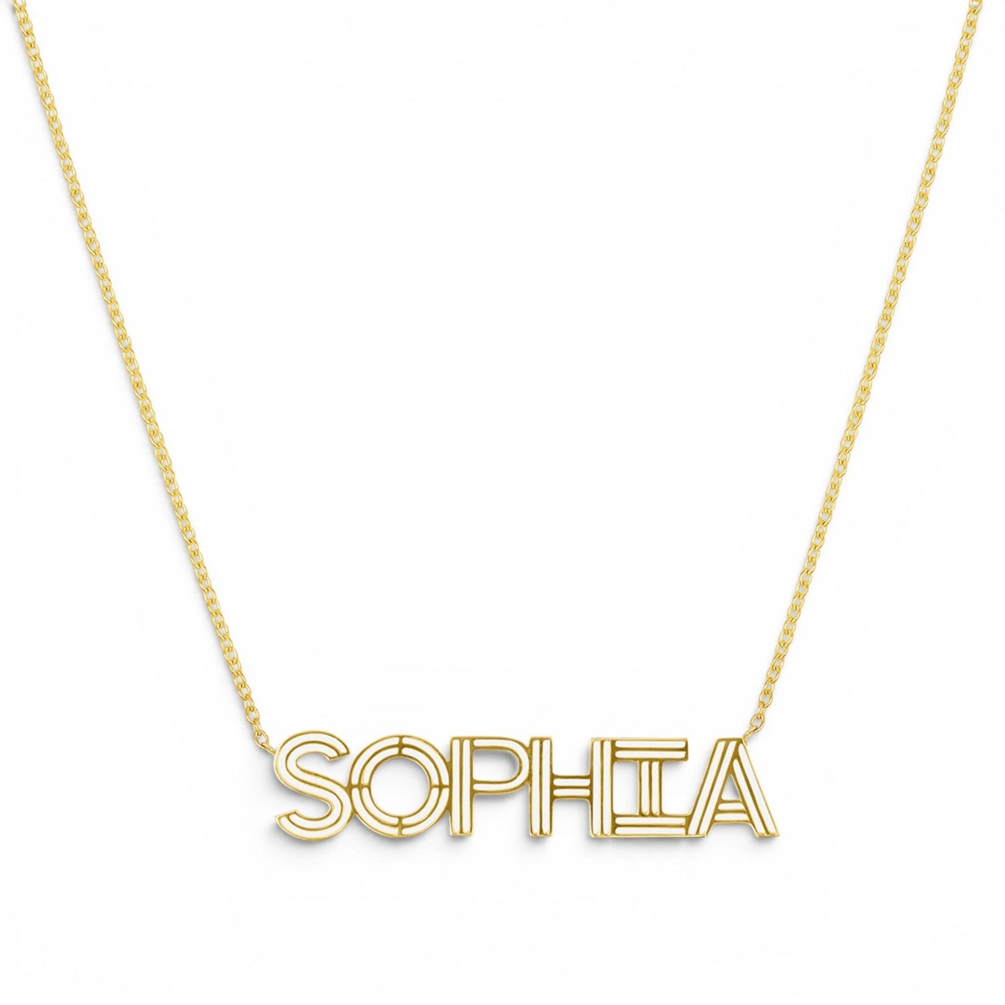 Deco Cut - Out Name Necklace - Lotus Diamond