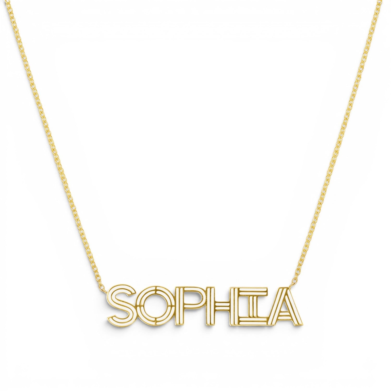 Deco Cut - Out Name Necklace - Lotus Diamond