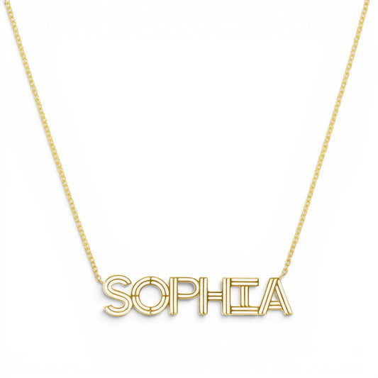Deco Cut - Out Name Necklace - Lotus Diamond