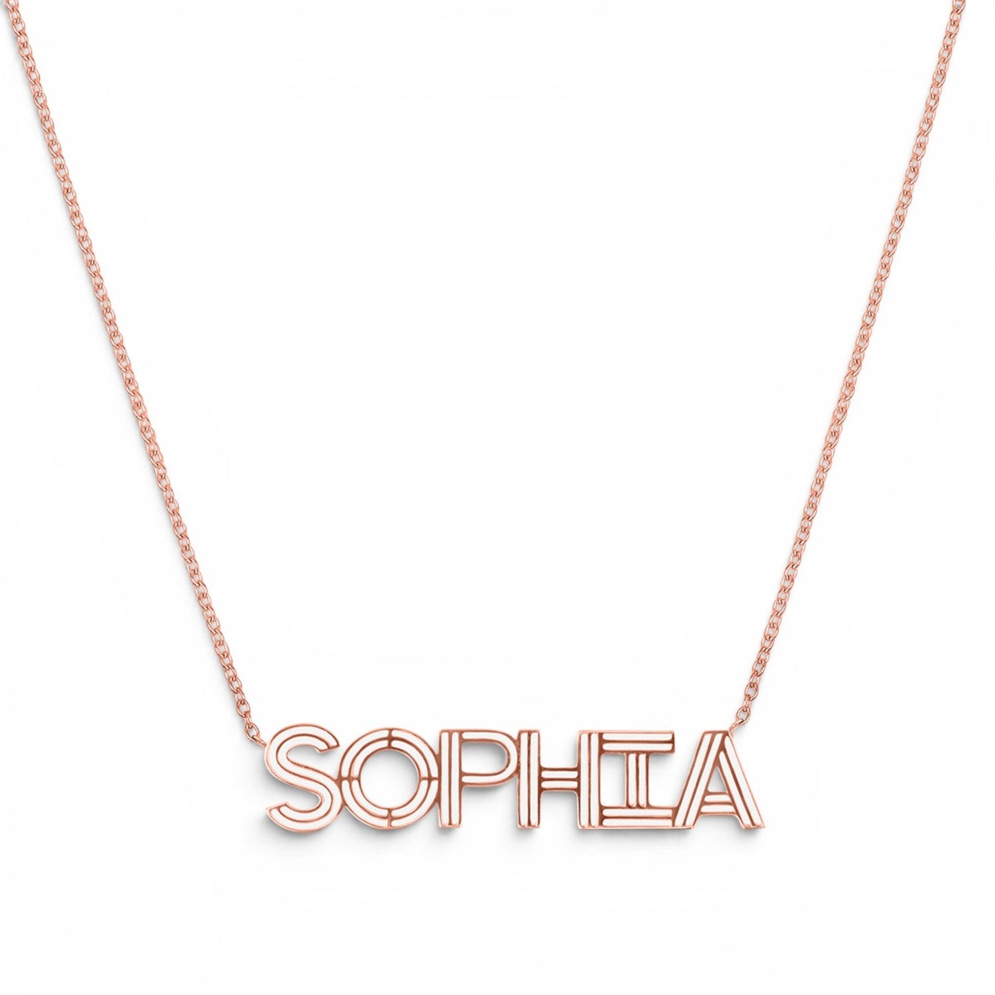 Deco Cut - Out Name Necklace - Lotus Diamond
