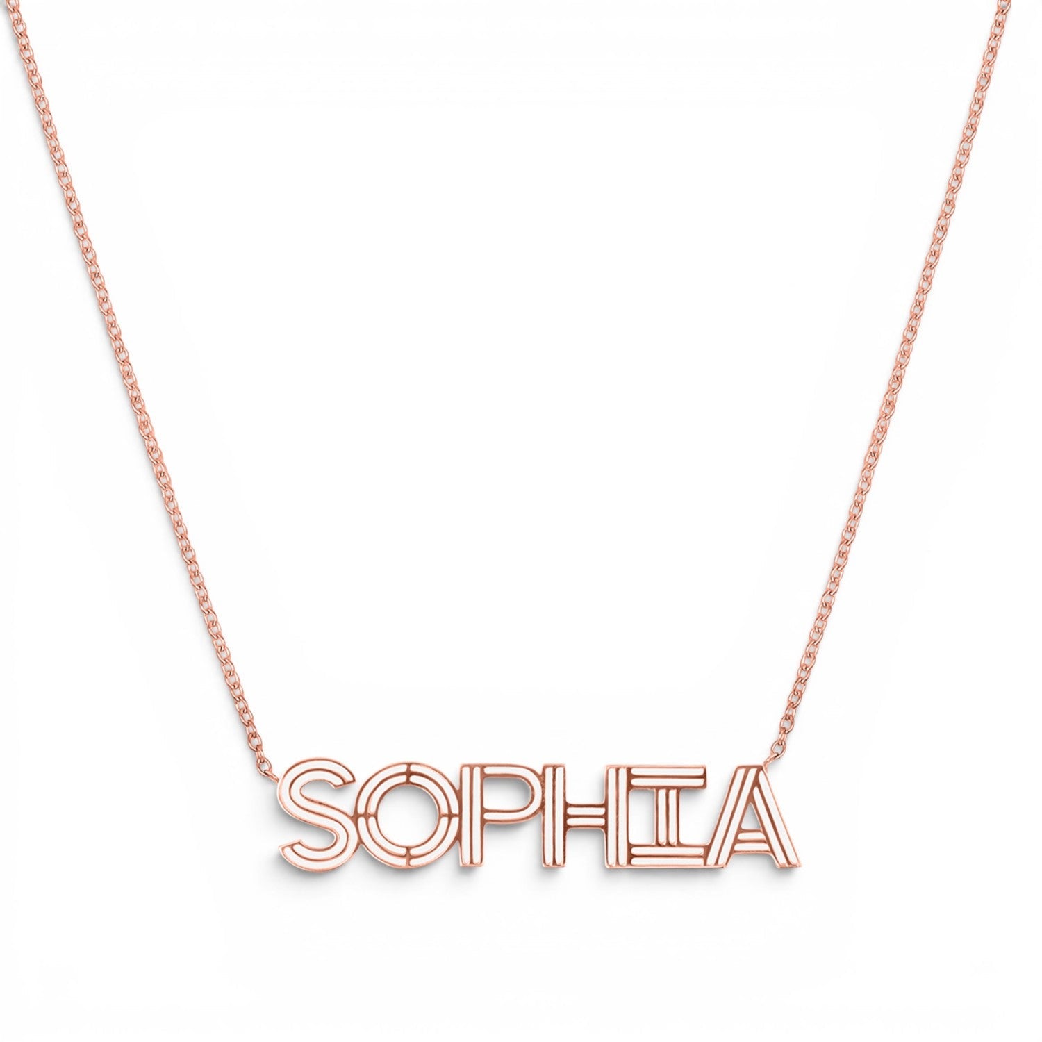 Deco Cut - Out Name Necklace - Lotus Diamond