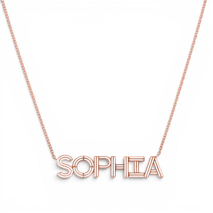Deco Cut - Out Name Necklace - Lotus Diamond