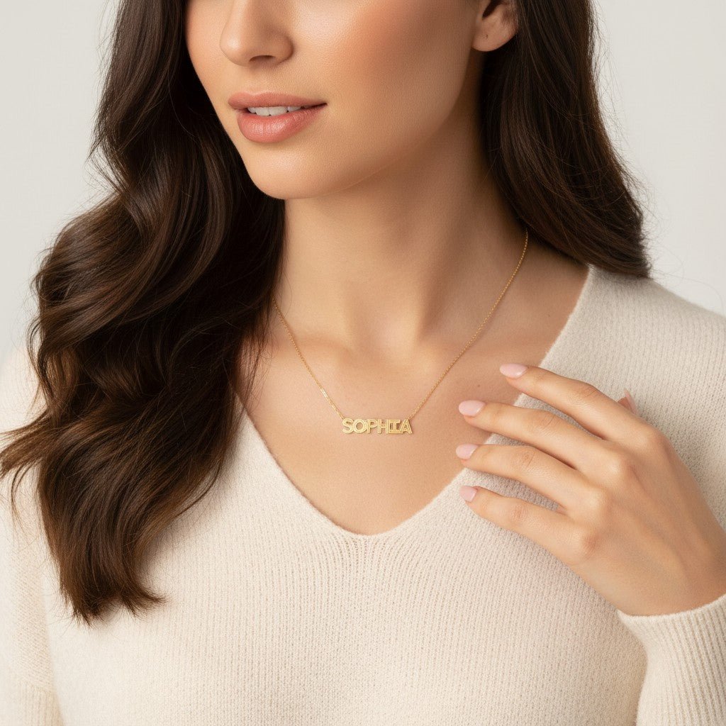 Deco Cut - Out Name Necklace - Lotus Diamond