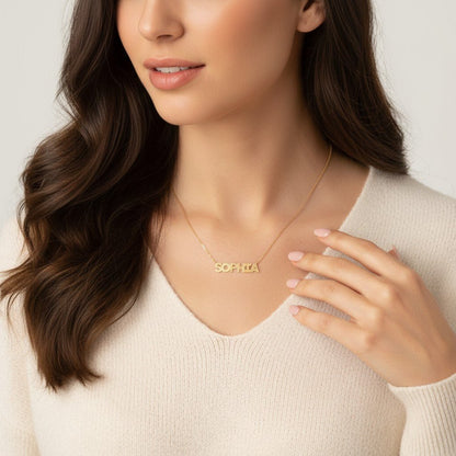 Deco Cut - Out Name Necklace - Lotus Diamond