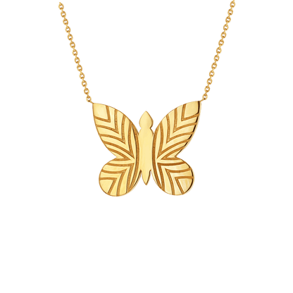Diamond Abalone Inlay Butterfly Necklace - Lotus Diamond