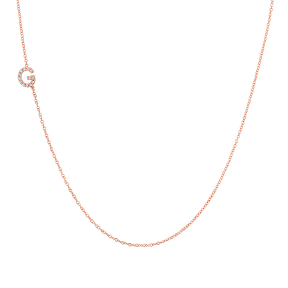 Diamond Asymmetrical Initial Necklace - Lotus Diamond