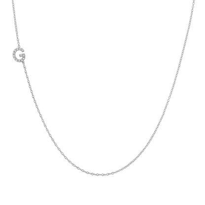 Diamond Asymmetrical Initial Necklace - Lotus Diamond