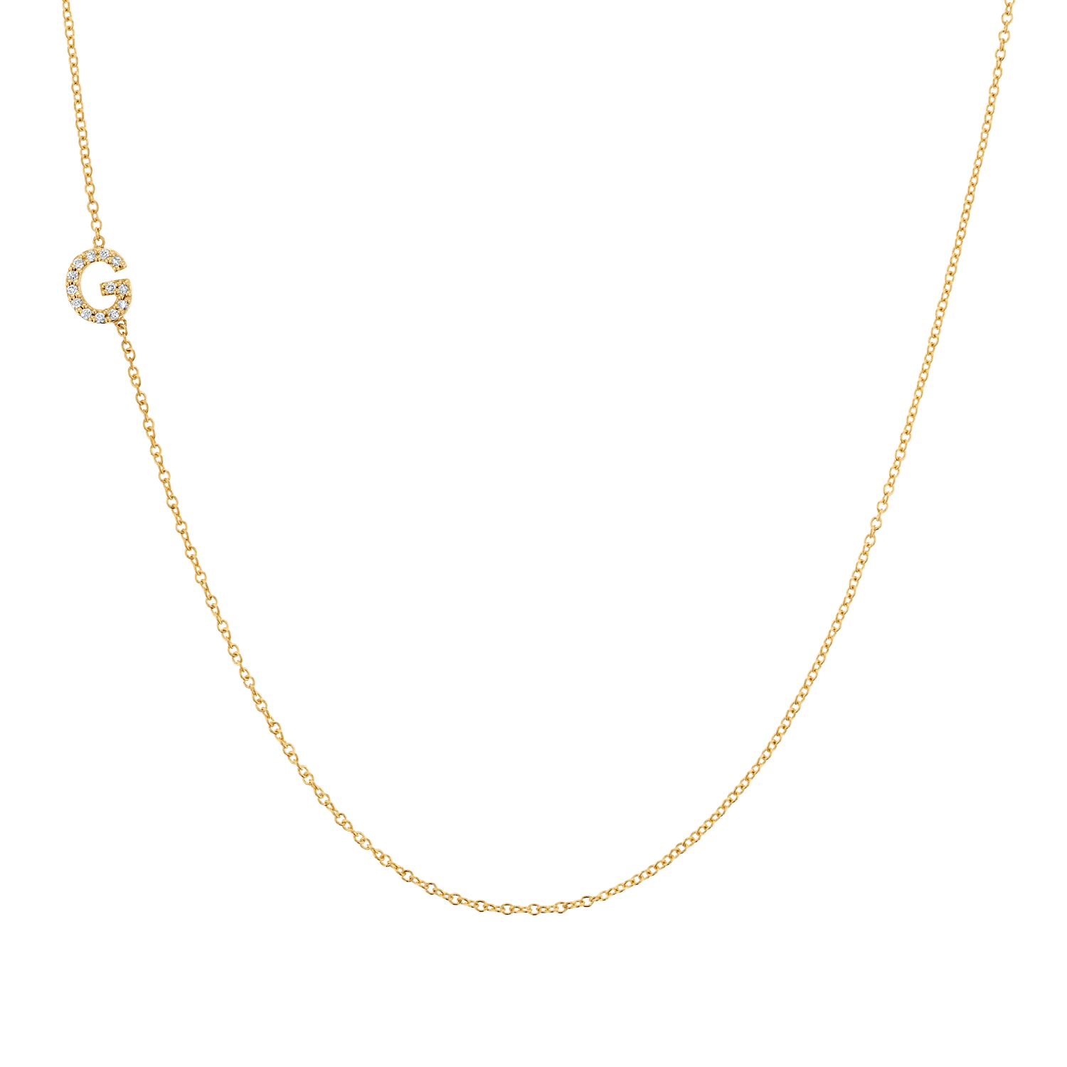 Diamond Asymmetrical Initial Necklace - Lotus Diamond