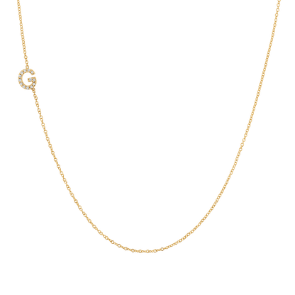 Diamond Asymmetrical Initial Necklace - Lotus Diamond