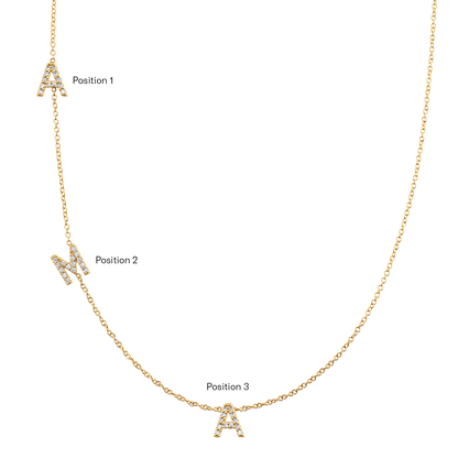Diamond Asymmetrical Multi Initial Necklace - Lotus Diamond