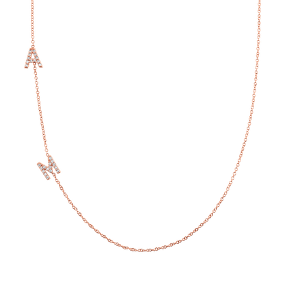 Diamond Asymmetrical Multi Initial Necklace - Lotus Diamond