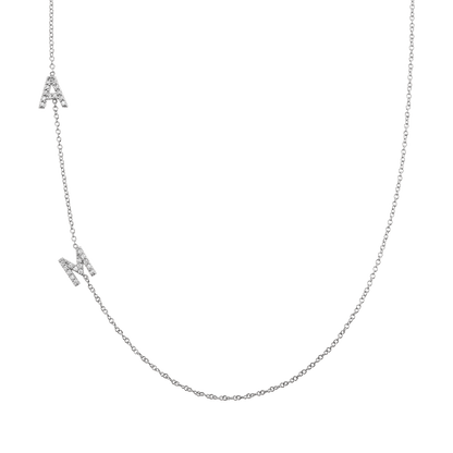 Diamond Asymmetrical Multi Initial Necklace - Lotus Diamond