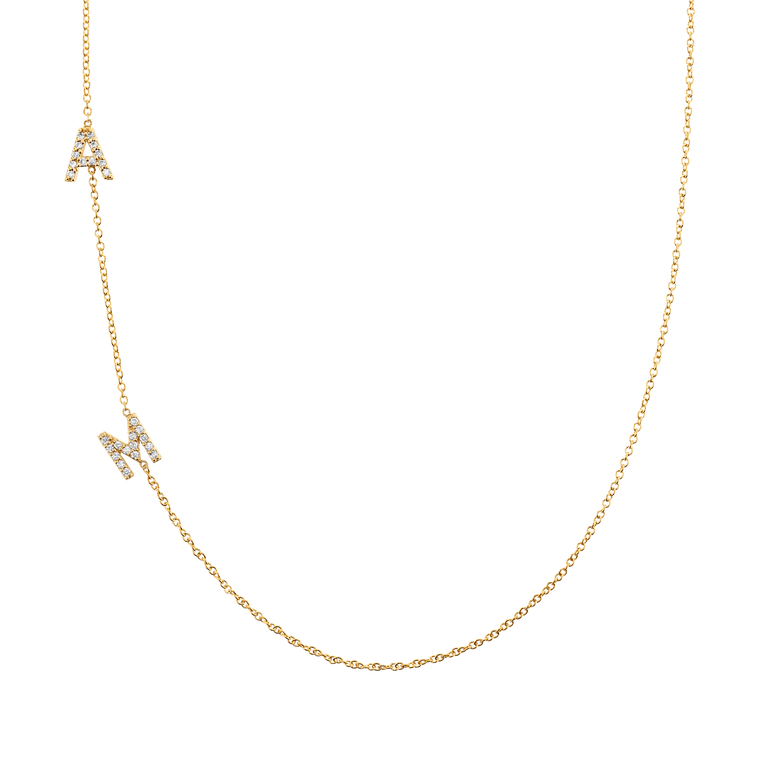 Diamond Asymmetrical Multi Initial Necklace - Lotus Diamond