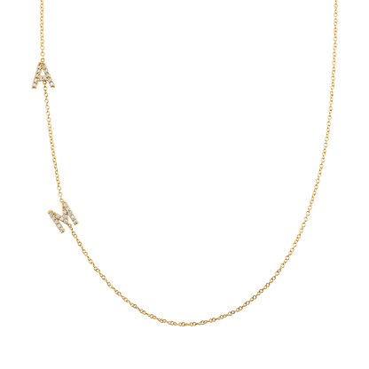 Diamond Asymmetrical Multi Initial Necklace - Lotus Diamond