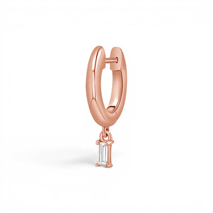 Diamond Baguette Charm Drop Huggies - Lotus Diamond