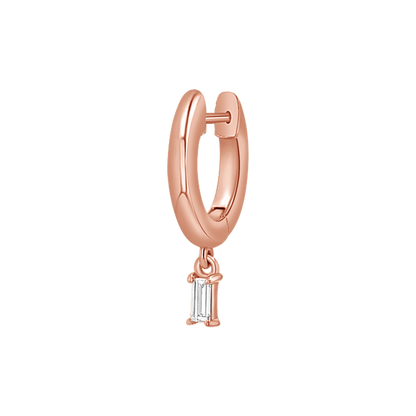 Diamond Baguette Charm Drop Huggies - Lotus Diamond