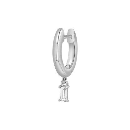 Diamond Baguette Charm Drop Huggies - Lotus Diamond