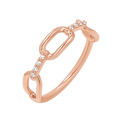 Diamond Bar Paper Clip Link Ring - Lotus Diamond