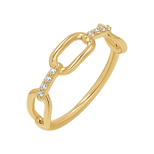 Diamond Bar Paper Clip Link Ring - Lotus Diamond