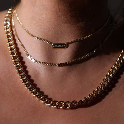 Diamond Beveled ID Cuban Chain Necklace - Lotus Diamond