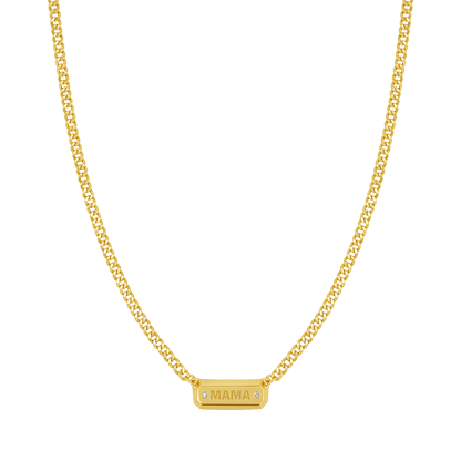 Diamond Beveled ID Cuban Chain Necklace - Lotus Diamond