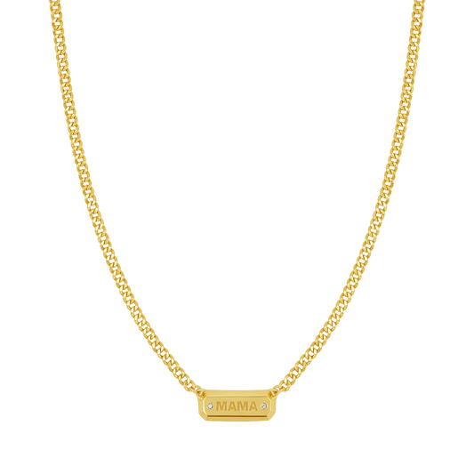 Diamond Beveled ID Cuban Chain Necklace - Lotus Diamond