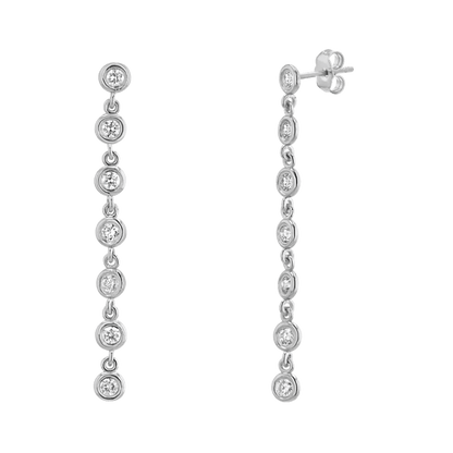 Diamond Bezel Chain Drop Earring - Lotus Diamond