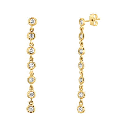 Diamond Bezel Chain Drop Earring - Lotus Diamond